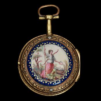 HERRFICKUR, förgylld metall med emalj, 1700-talets senare del.