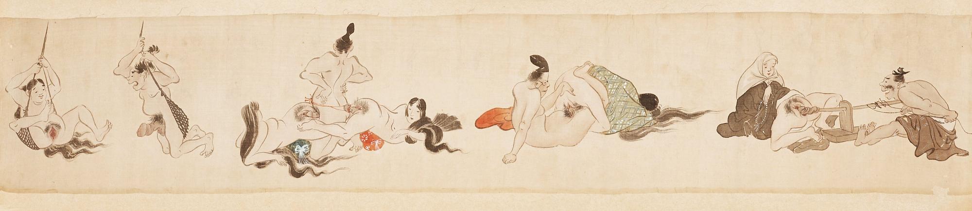 SHUNGAMÅLNING, olika erotiska scener, Meiji (1868-1912).