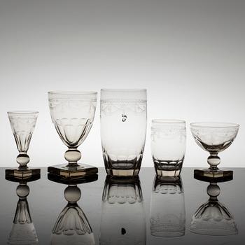 A 57 part glass service from Trelleborg, Sweden first haft of the 20th century.