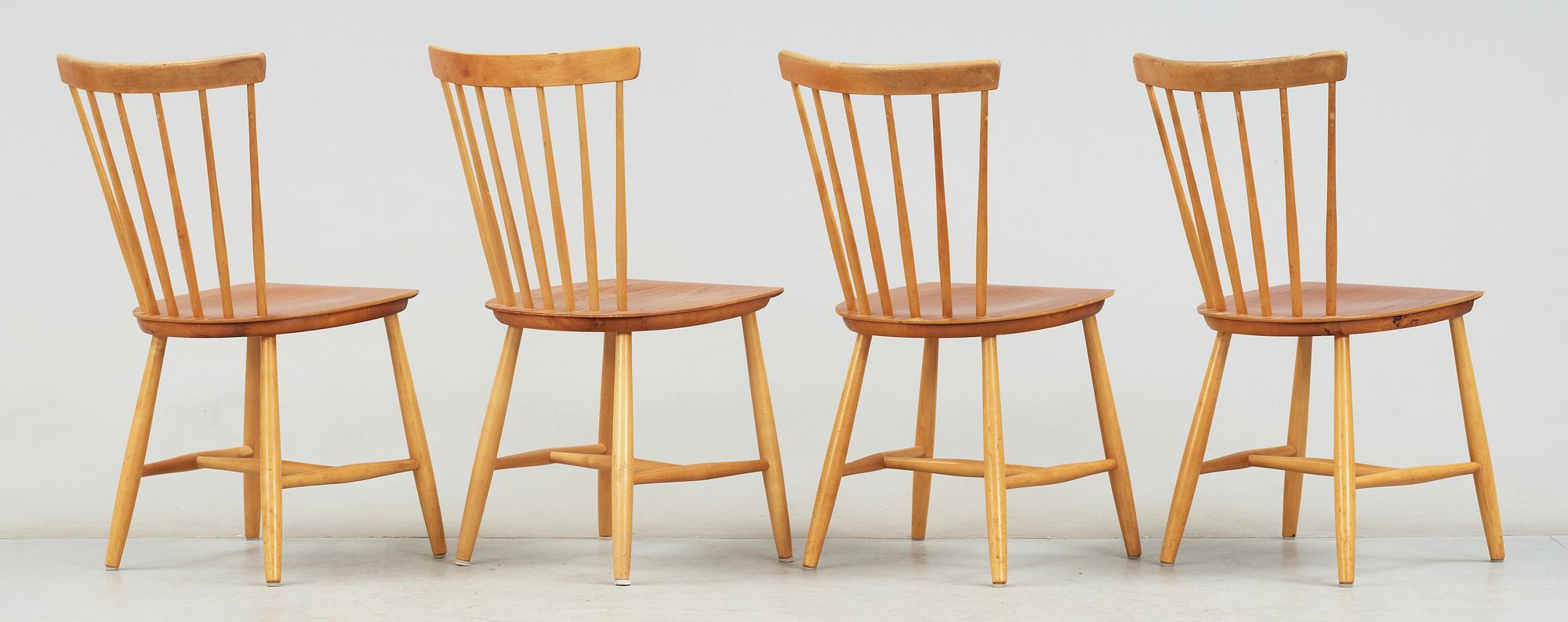STOLAR, 4 st, "Haga 210", Sven Erik Fryklund, Hagafors Stolfabrik AB, omkring 1950.