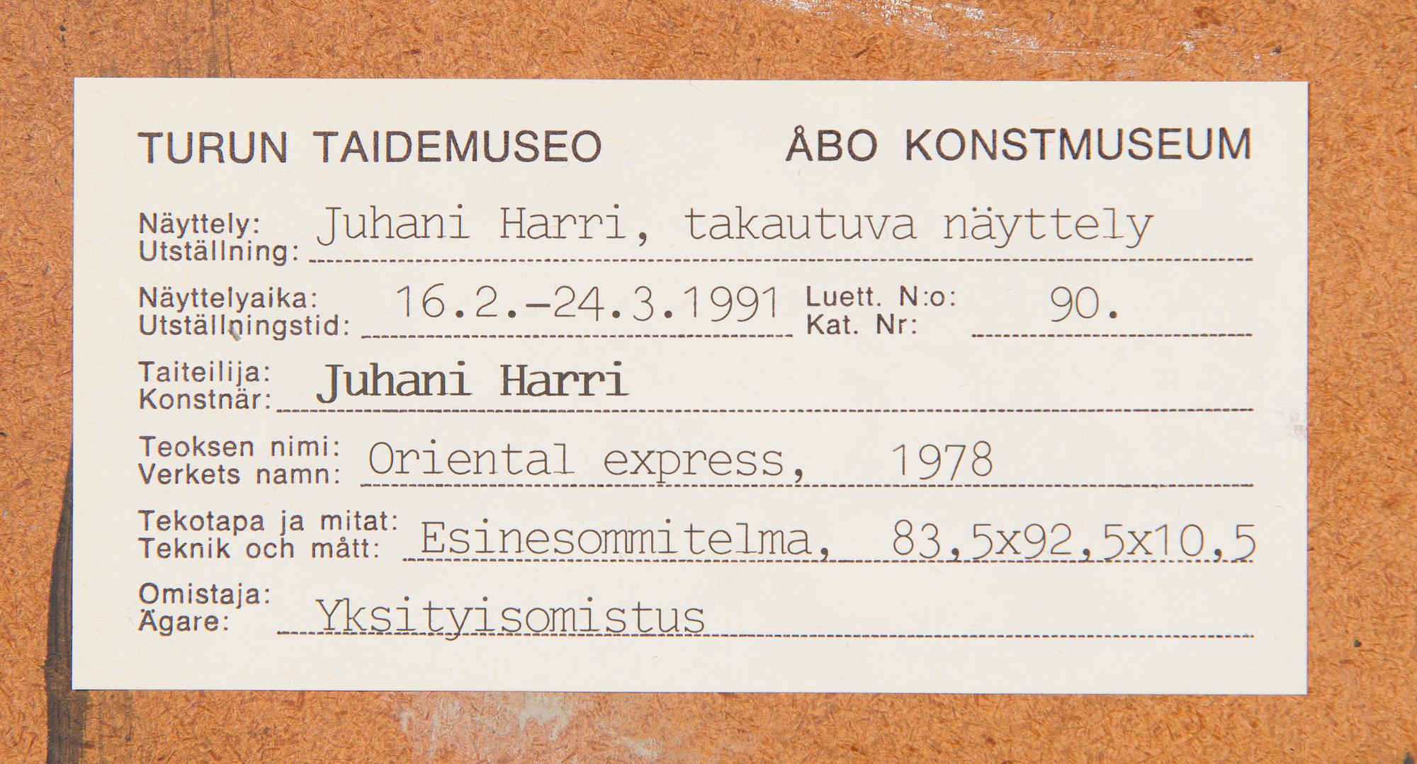 Juhani Harri, "Oriental Express".