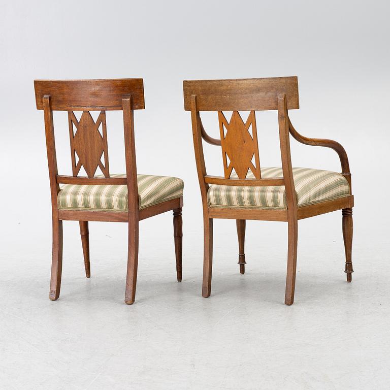 Chairs, 10 + 2 pcs, Empire. 19th century.