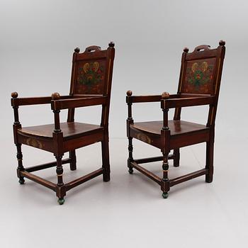KARMSTOLAR, 1 par, barockstil, 1900-talets första hälft.