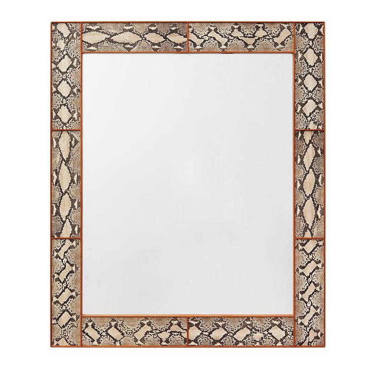 Josef Frank, A Josef Frank faux snakeskin mahoganyframed wall mirror, Svensk Tenn, Sweden 1950-60's.