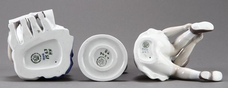 FIGURINER, 6 st, porslin, Bing & Gröndahl och Kongl Dansk.