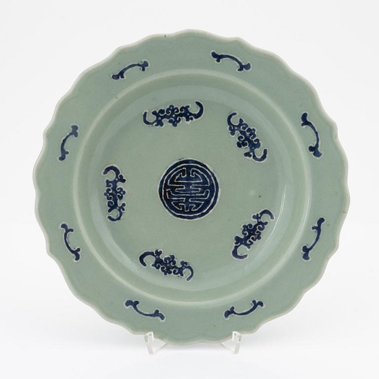 A Chinese celadon dish, 20th century.