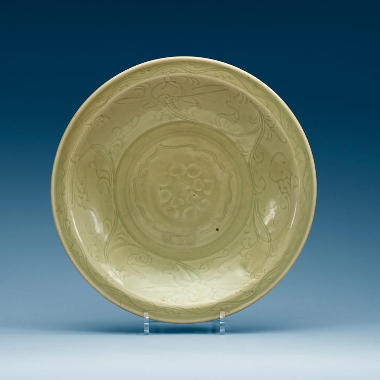 A celadon glazed dish, Ming dynasty (1368-1644).