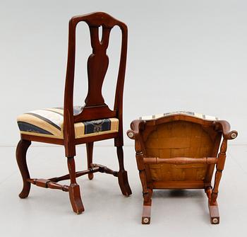 STOLAR, 6 st, senbarockstil, Åmells, 1900-talets andra hälft.