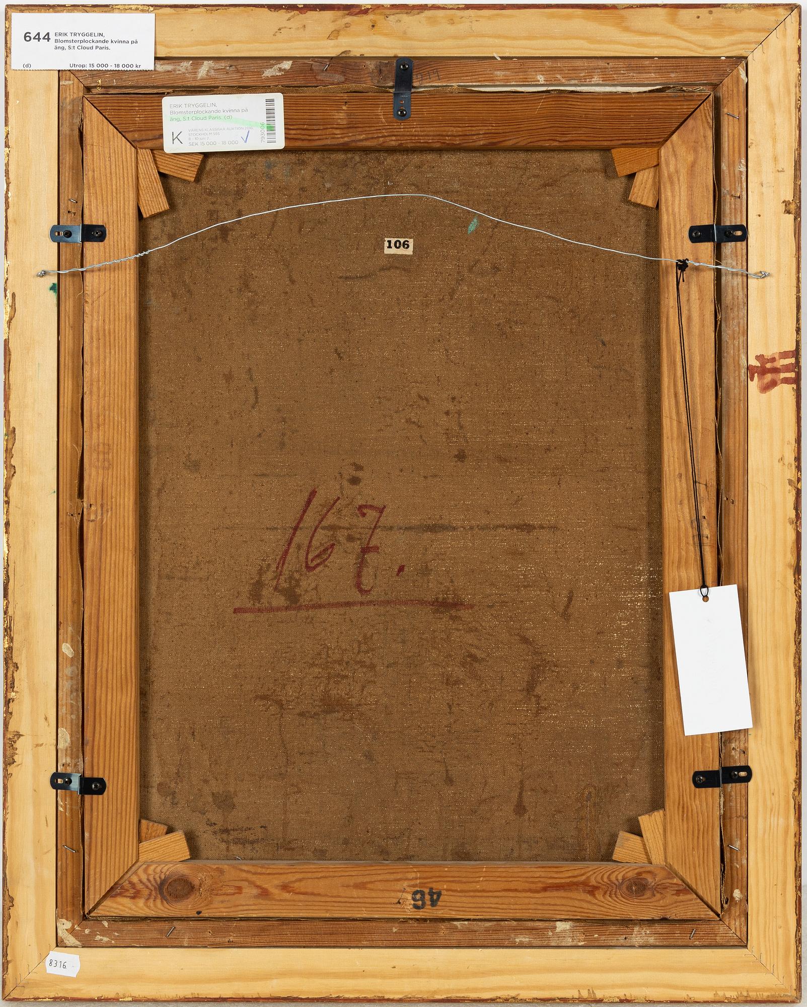 Erik Tryggelin, Blomsterplockande kvinna på äng, S:t Cloud Paris.