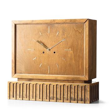 280. Axel Einar Hjorth, a stained birch "Caesar" mantel clock, Nordiska Kompaniet, Sweden 1920-30's.