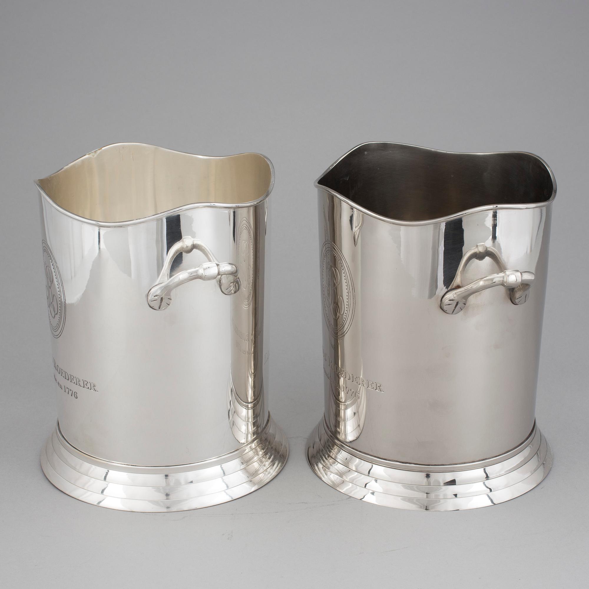 CHAMPAGNEKYLARE, 2 st, vitmetall, 1900-talets andta hälft.