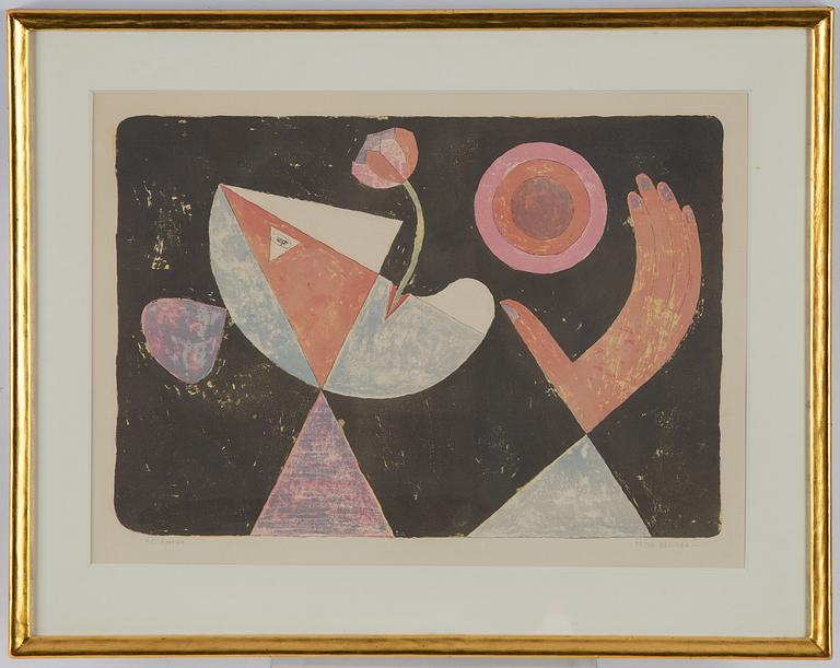 Victor Brauner, färglitografi, 1955, signerad HC.