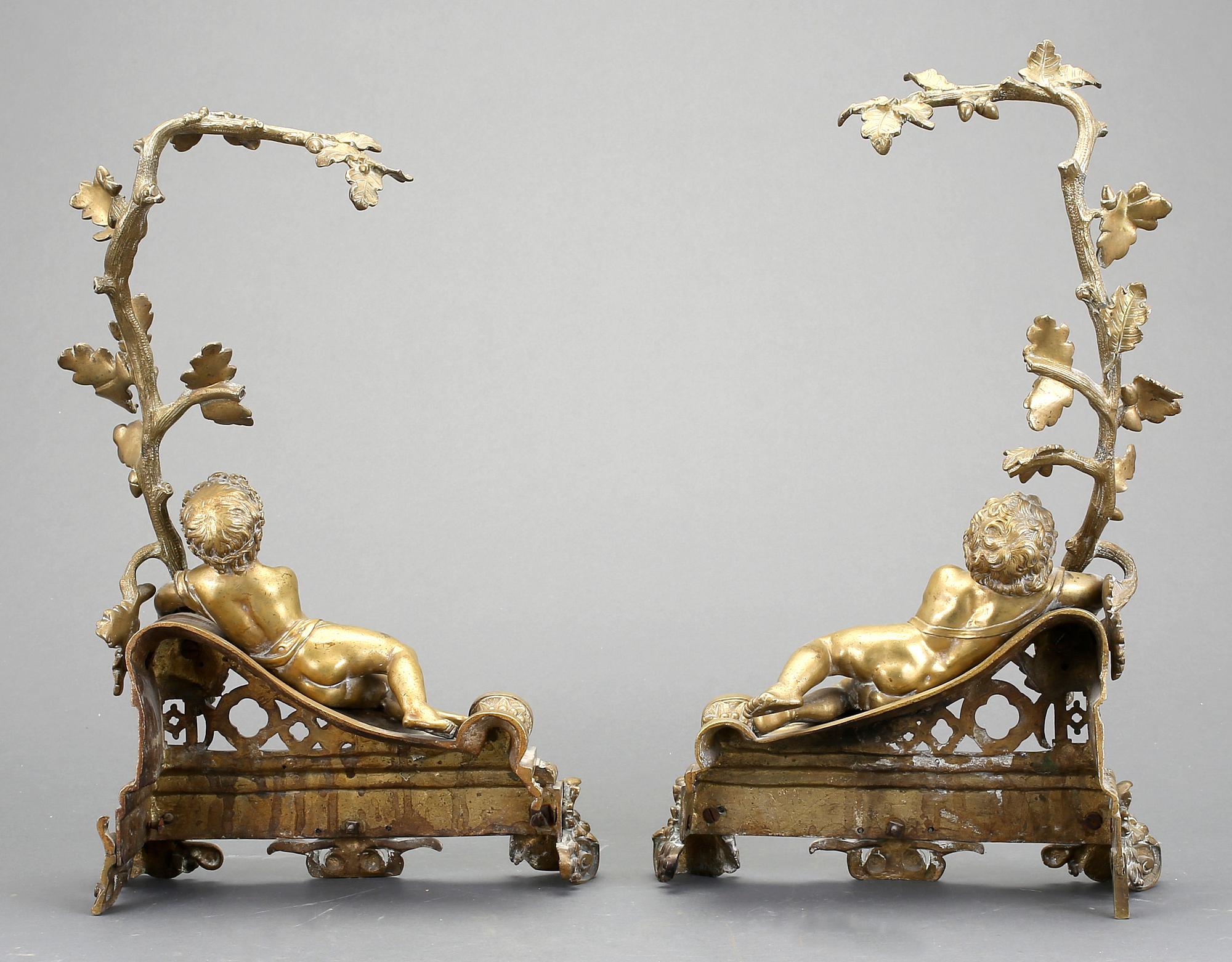 ELDHUNDAR, ett par, brons, 1800-talets slut.
