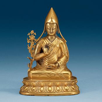 1485. LOBZANG KALZANG GYATSO, förgylld brons. Qing dynastin (1644-1912).