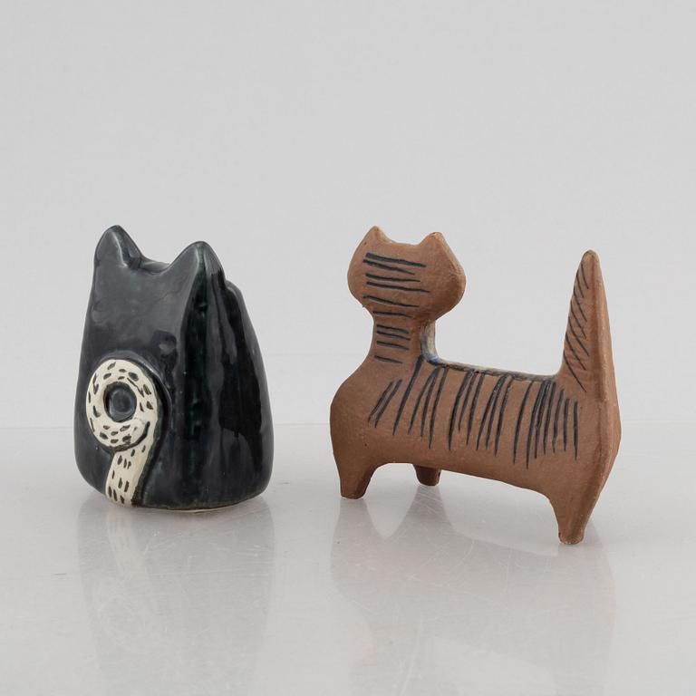 Lisa Larson, figuriner, 2 st, bl.a. "Liten katt", specialutgåva, Gustavsberg.