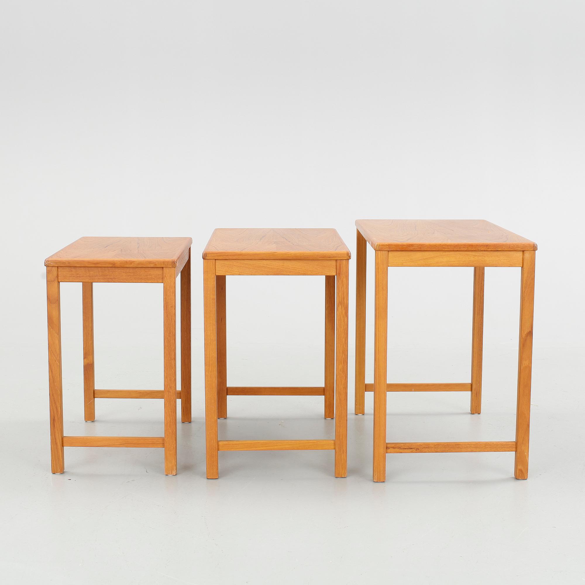 SATSBORD, 3 delar, teak, 1950-tal.