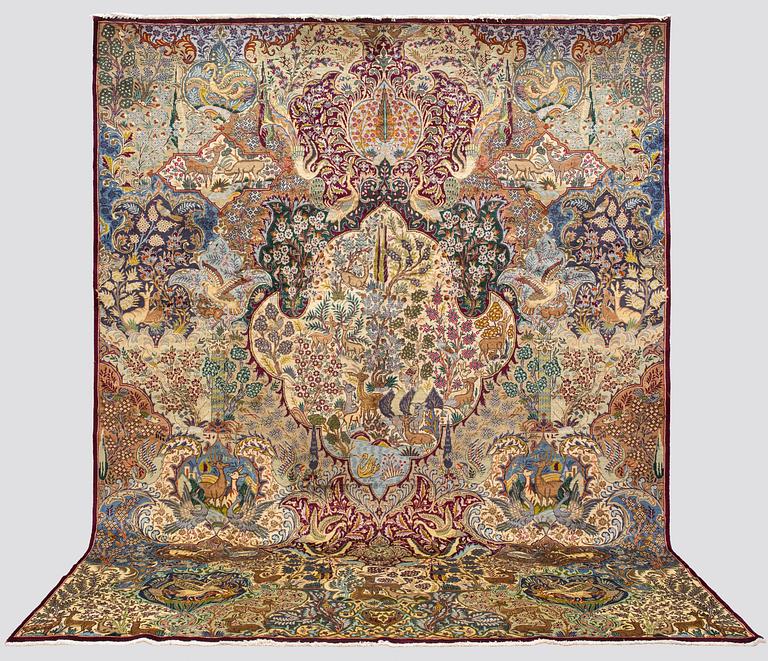 Rug, Figural Kashmar, approx. 387 x 293 cm.