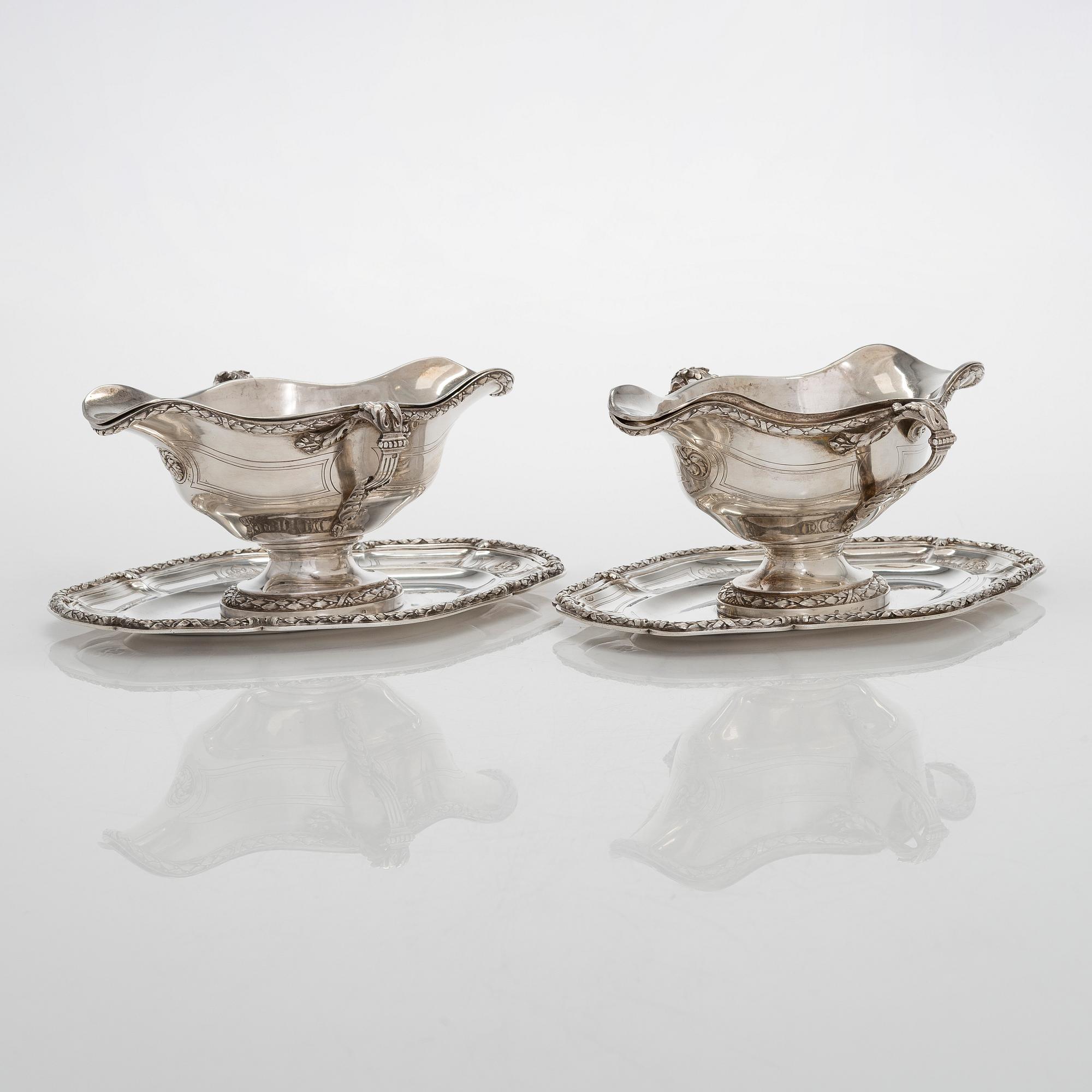 A pair of Boin-Taburet silver sauceboats, Paris 1870s-90s.