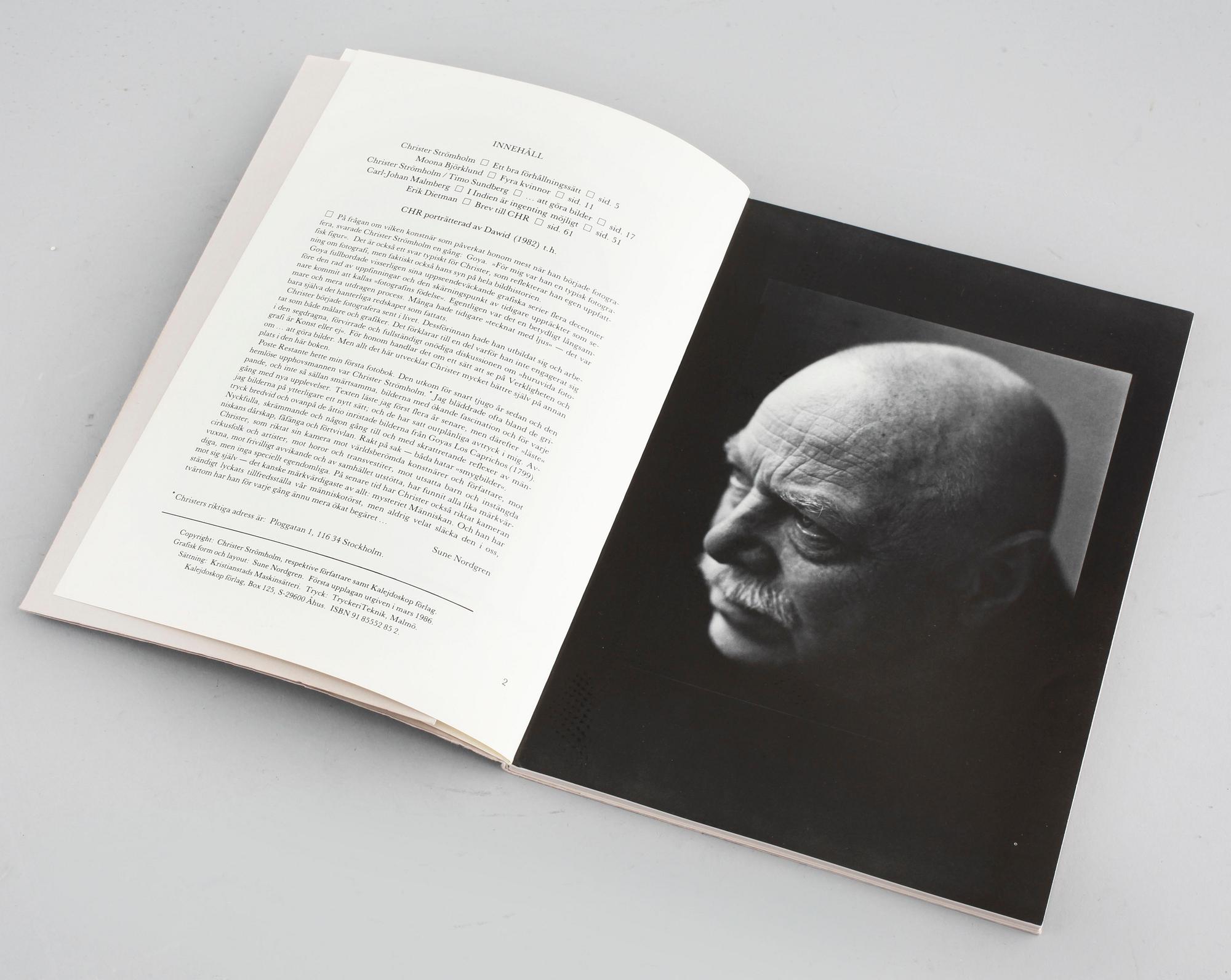 A book Christer Strömholm, design Sune Nordgren, Kalejdoskop förlag,1986.