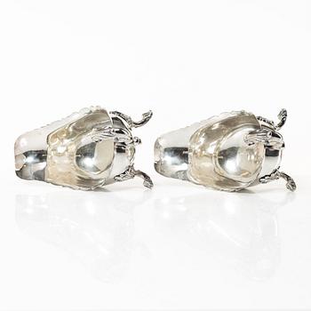 A pair of 18th century silver sauce boats, Richard William, Ireland, spoons, Peter & William Bateman, London 1807.