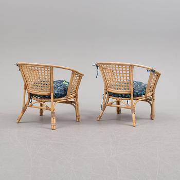 GARDEN FURNITURE, four pieces, rattan, end of the 20th century.