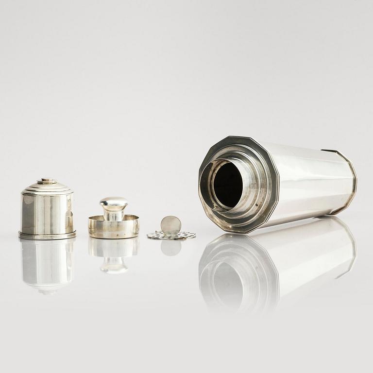 Johannes Siggaard, a silver cocktail shaker, Copenhagen, Denmark 1936.
