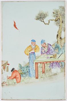 A chinese famille rose porcelain plaque, 20th Century.