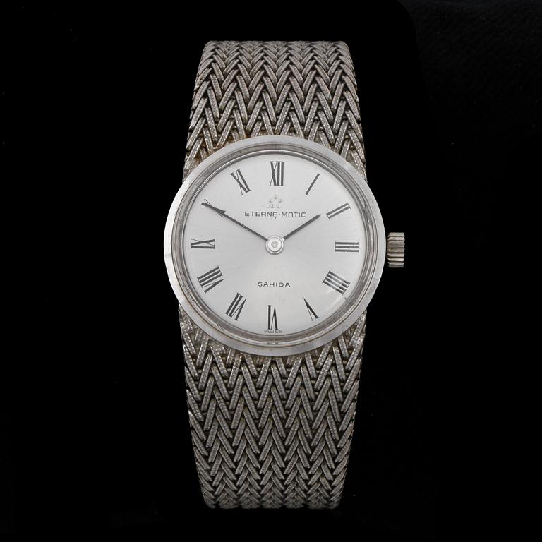 ARMBANDSUR, dam, 18k vitguld, Eterna-Matic, Sahida, 1970-tal. Totalvikt 53,7g.