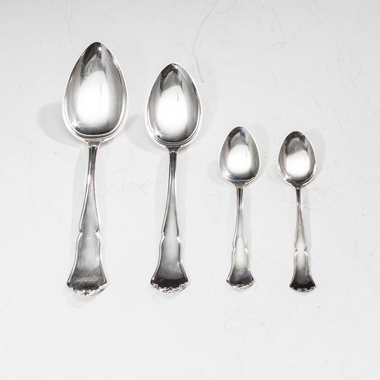 BESTICK, 28 st. silver, Chippendale, finska stämplar 1900-talets slut. Vikt tot. 1049 g.