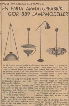 Gunnar Asplund, a ceiling lamp model "6022", Arvid Böhlmarks Lampfabrik, 1920-50s.