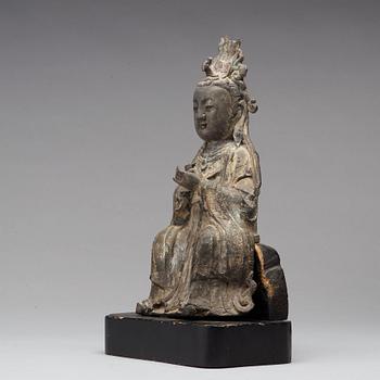 A bronze figure of Guanyin, Ming dynasty (1368-1644).