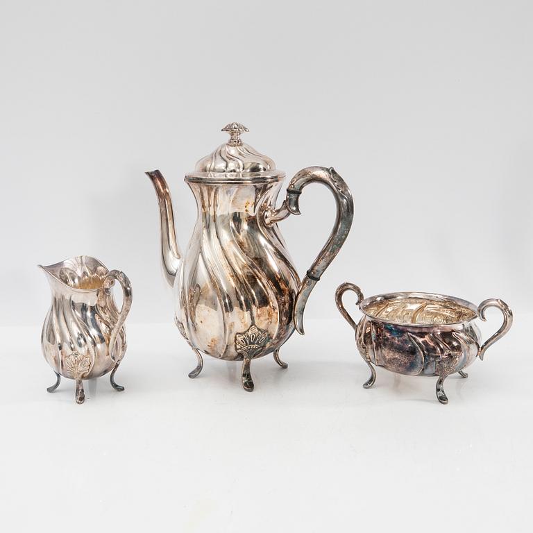 Coffee service, 3 pieces, silver, Rococo style, Norway, 20th century.