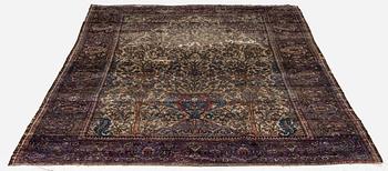An antique Feraghan silk prayer rug, West Persia, c. 200 x 130 cm.