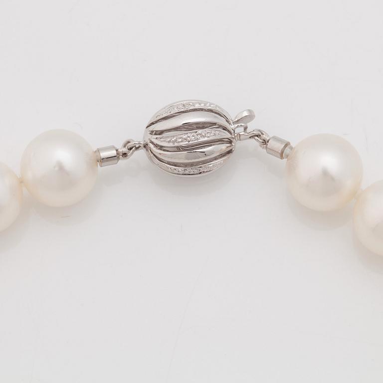 A cultured South Sea pearl necklace.