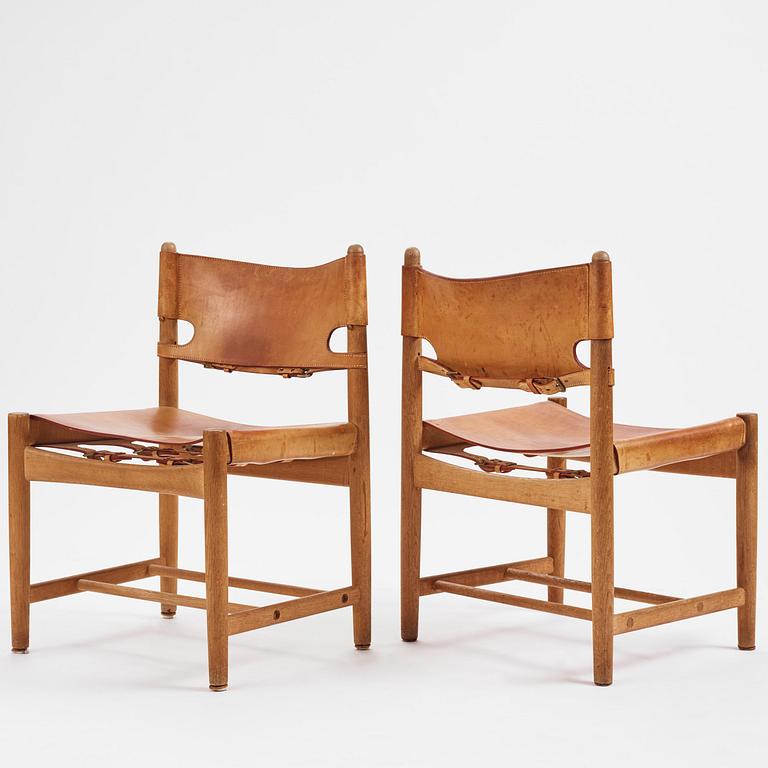 Børge Mogensen, a set of eight "Jagtspisestol"/"Spanish Dining" chairs model "3237" & "3238", Fredericia Stolefabrik, Denmark.