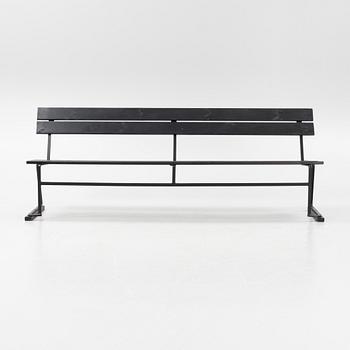 A 'Soffa5' iron and wood garden bench, Grythyttan.