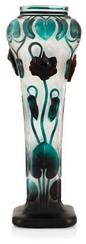 1088. An art nouveau Eugène Michel cameo glass vase, France.