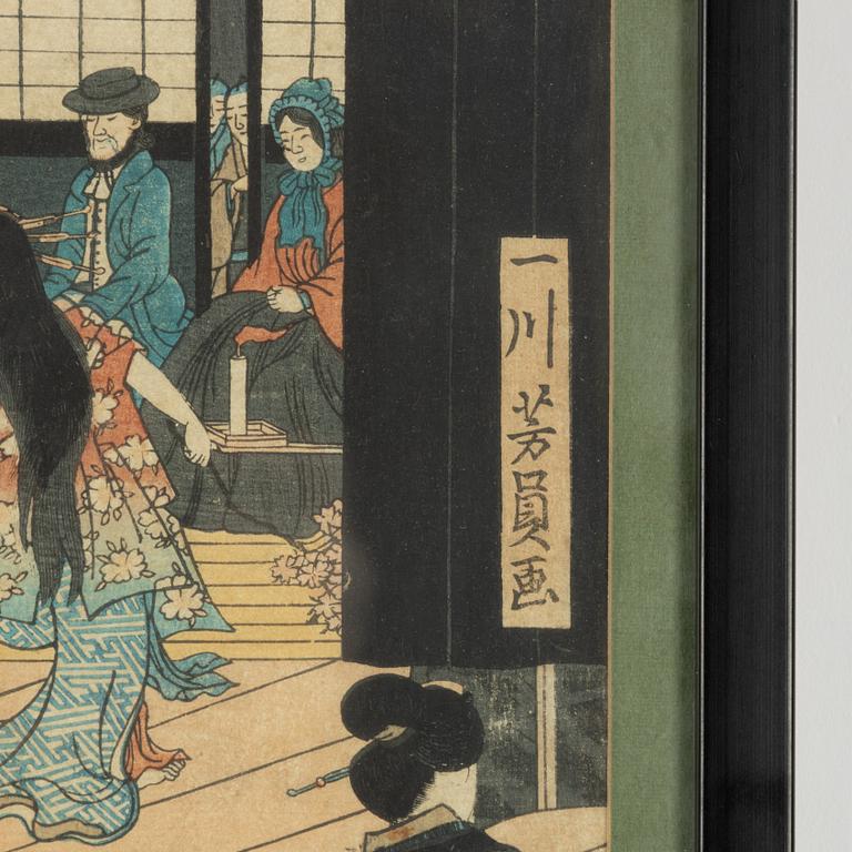 Yoshikazu, träsnitt, Japan, 1800-tal.