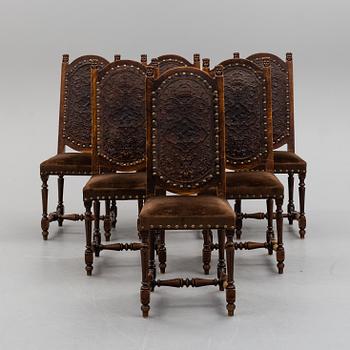 A circa 1900 renaissance style 7 pcs furniture suite.