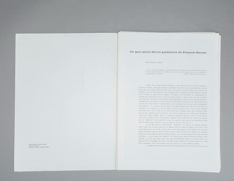 DERRIERE LE MIROIR, No. 162, Francis Bacon, Novembre 1966, litografier (varav 1 triptyk).