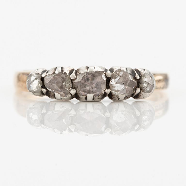 Ring, 18K gold and silver with rose-cut diamonds.