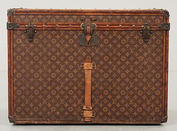 An early 20th cent monogram canvas trunk by Louis Vuitton.