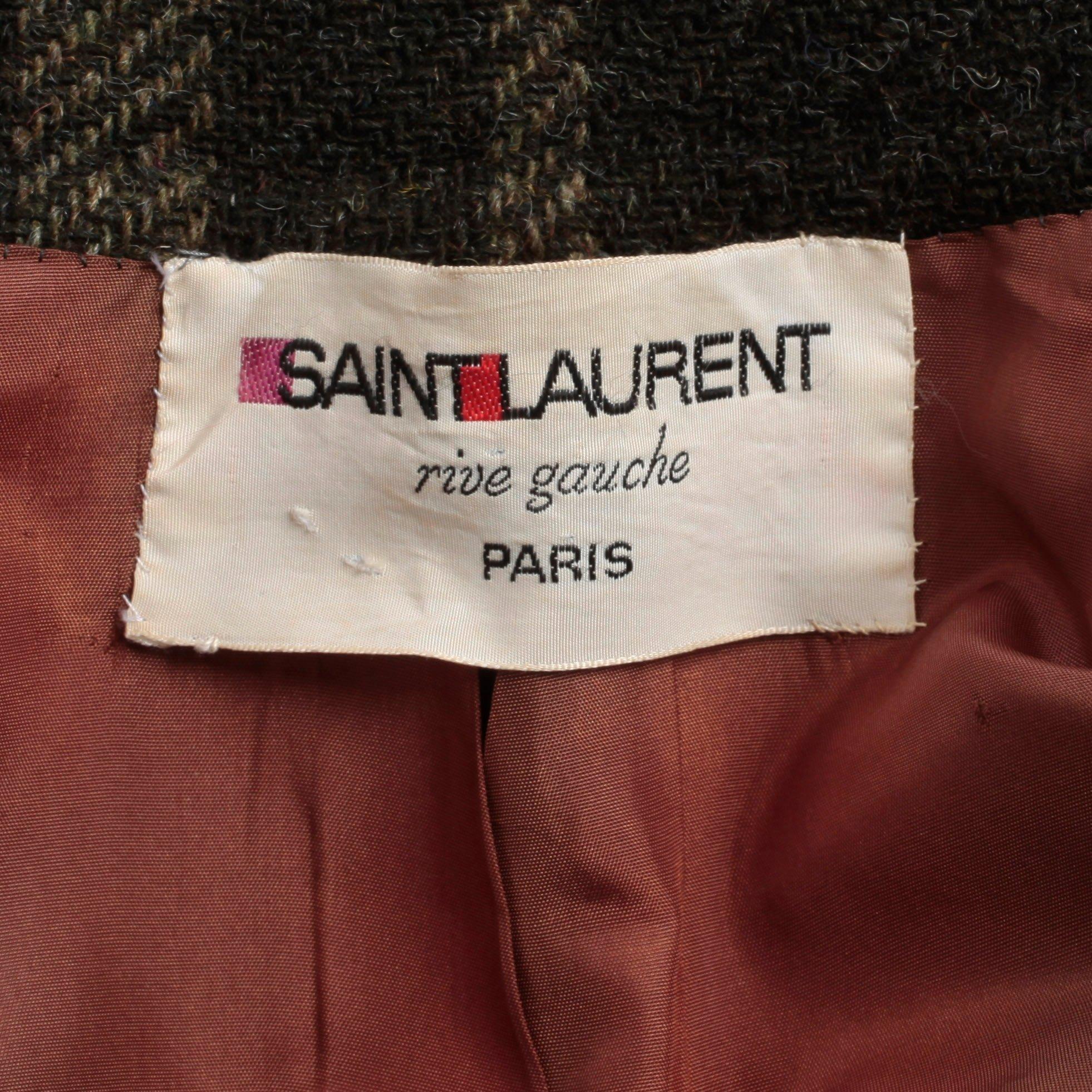 YVES SAINT LAURENT, a green wool blend coat.