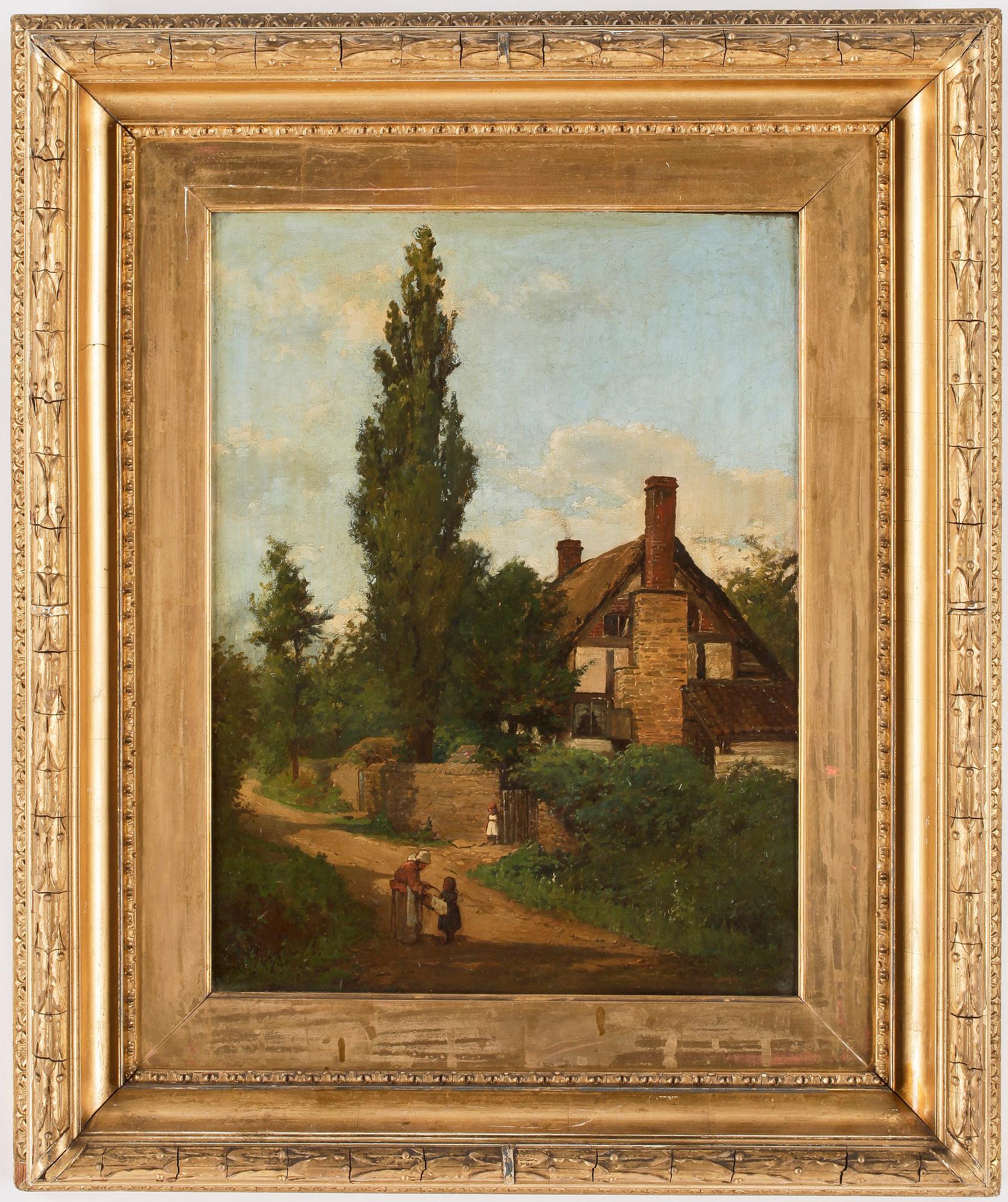 OKÄND KONSTNÄR, olja på duk, signerad P.W. RHODES och daterad 1877, troligen England.