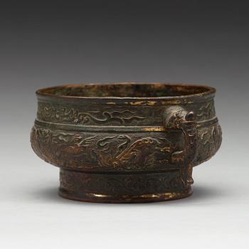 A gilt copper alloy censer, 17/18th Century.