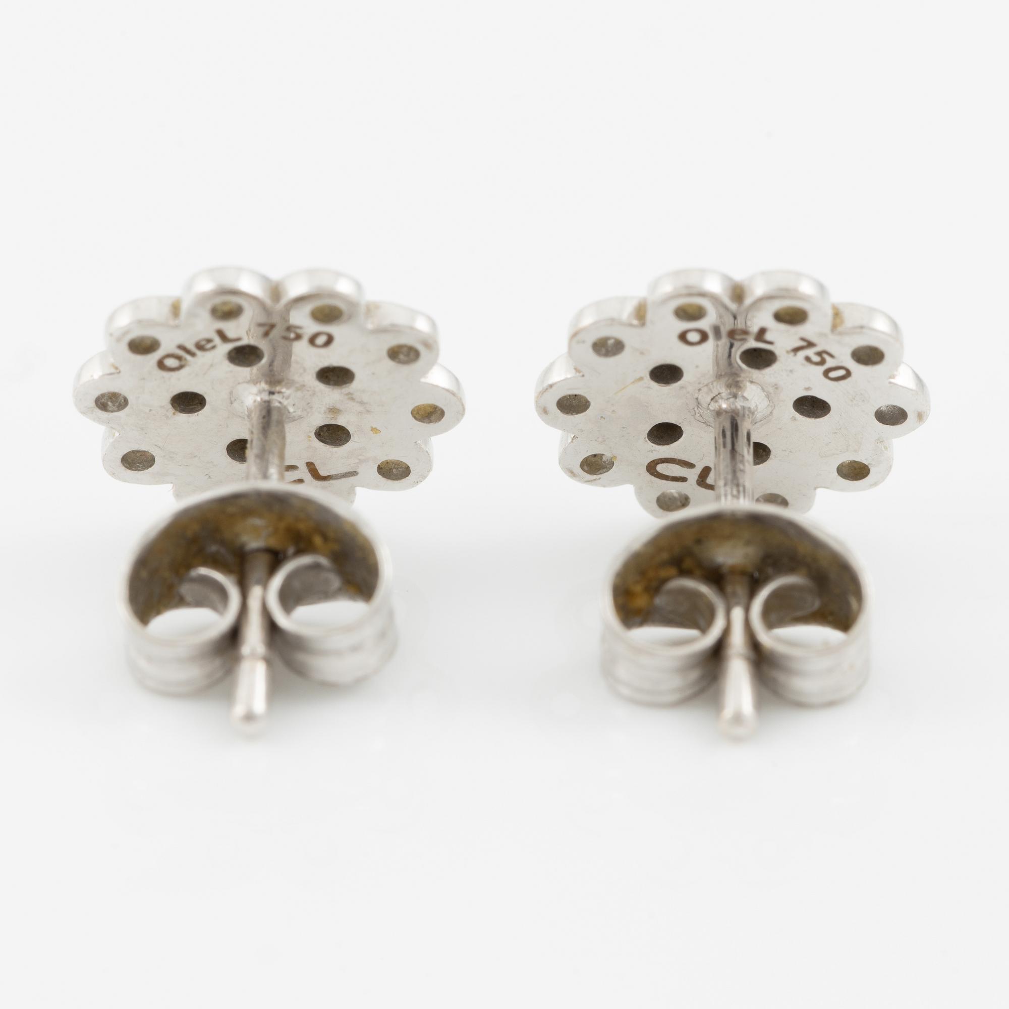 Charlotte Lynggaard, Ole Lynggaard, a pair of earrings, 18K white gold with small brilliant-cut diamonds.