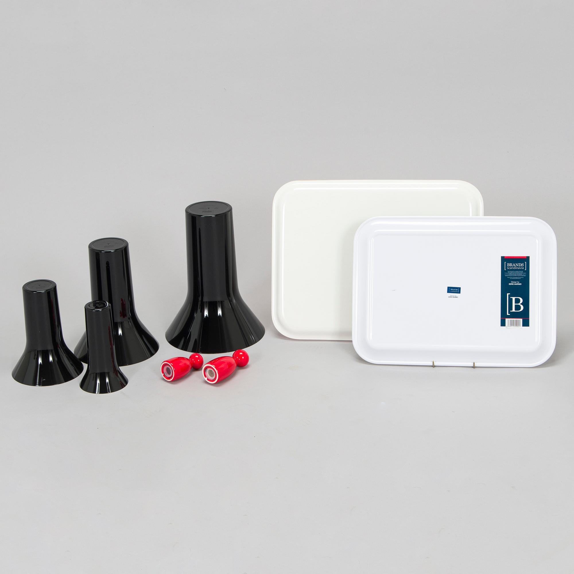 Eero Aarnio, erä kodintuotteita, 13 kpl, eri valmistajia.