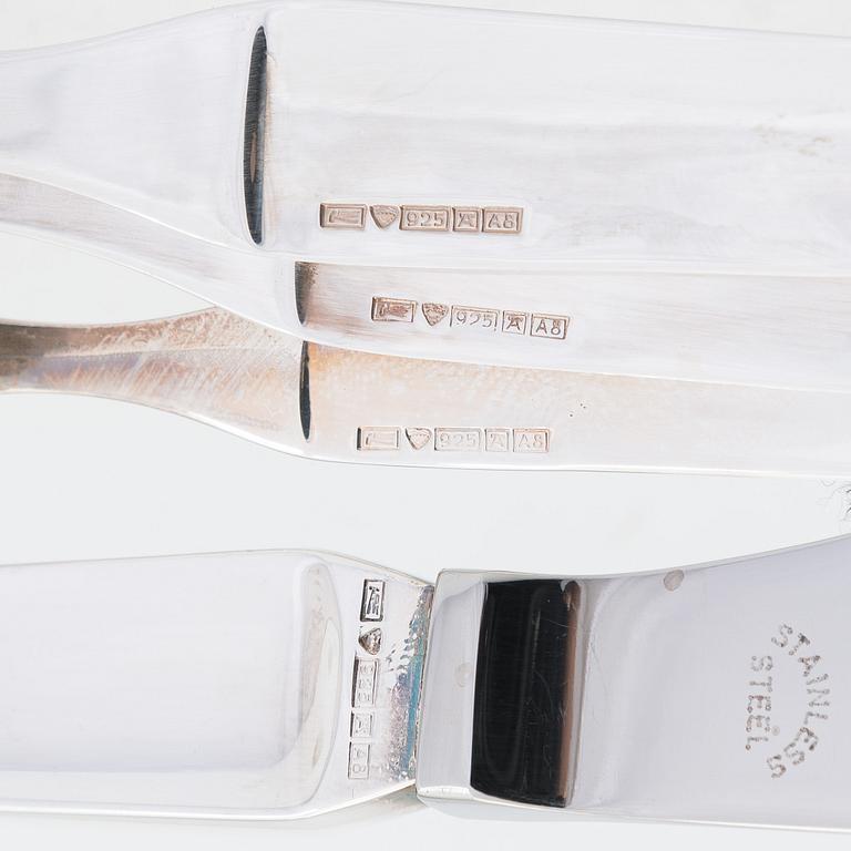 A 72-piece sterling silver cutlery set, 'Diplomat', Kultateollisuus Turku 1978. In three original boxes.