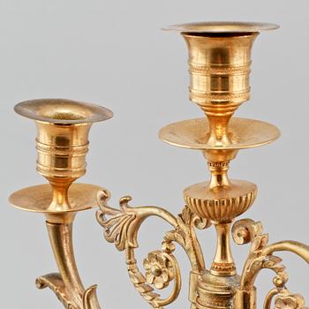 KANDELABRAR, ett par, empire, troligen Sverige, 1800-talets första hälft.