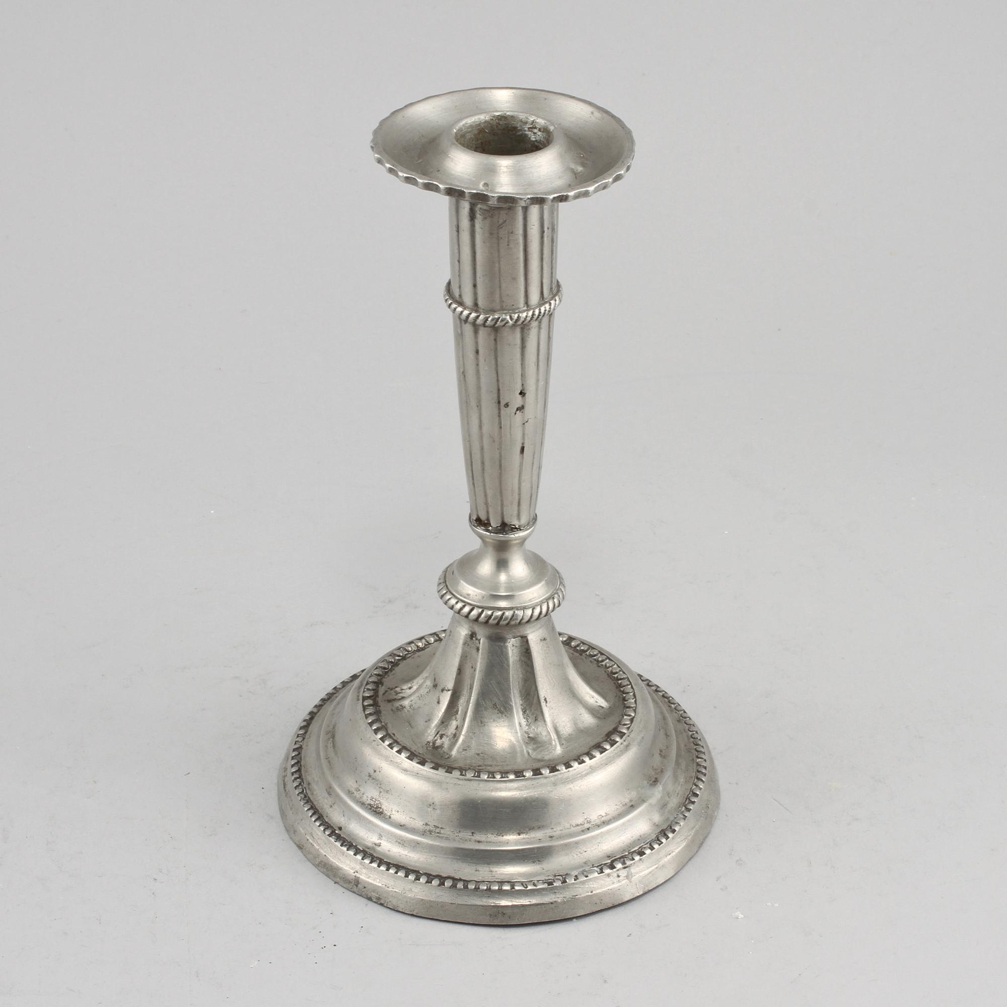 LJUSSTAKE, tenn, gustaviansk, troligen Johan Anjou, Gävle,runt sekelskiftet 1700/1800.